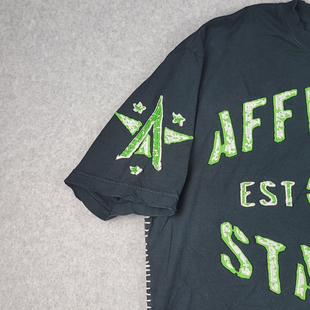 VTG Affliction Standard Goods T-shirt Black Mens LRG Distressed Y2K Double Sided - Picture 3 of 10
